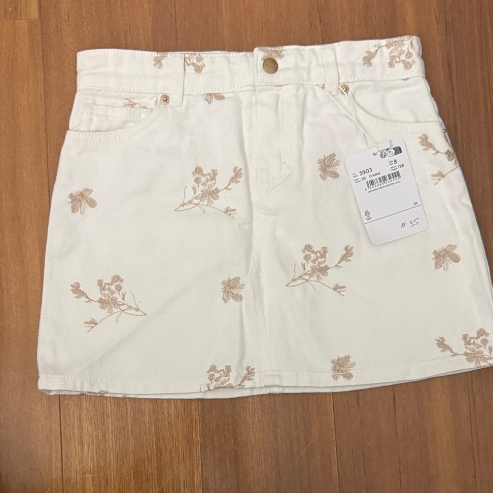 Mayoral Cream Floral  Denim Skirt - New with Tags!